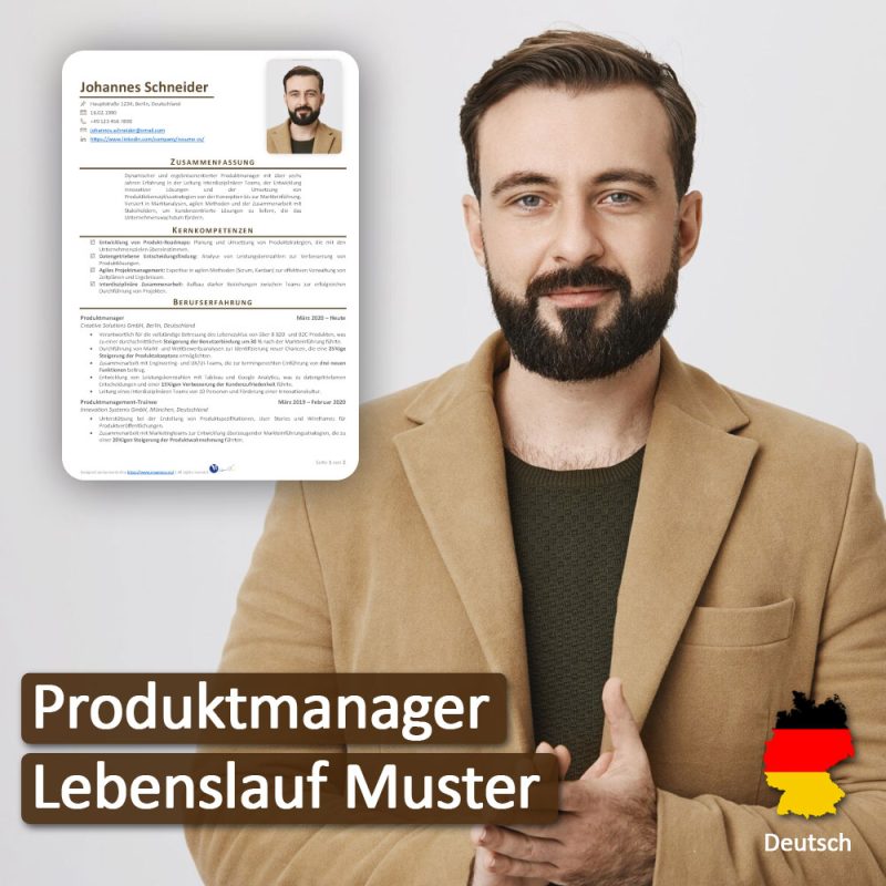 دانلود رزومه مدیر محصول به زبان آلمانی | Produktmanager Lebenslaufbeispiel | نگارش CV رزومه مدیر محصول براساس نیازهای بازار کار آلمان